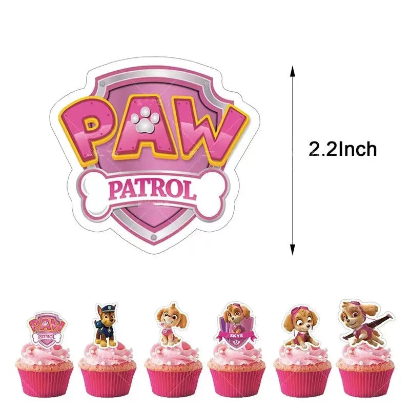 Paw Patrol Pink Birthday Skye Theme Party Decorations - Tableware Set Paper Plates Cups Napkins - For Kid Party Supplies Toy Gifts-24pcs cake card-Other-
