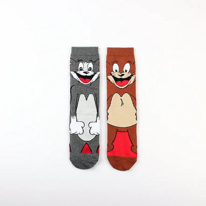 Cute Tom and Jerry Anime Sock Cartoon Figure Socks Cotton Male Fashion Trend Tube Socks Adult Sports Long Socks Birthday Gift-1-