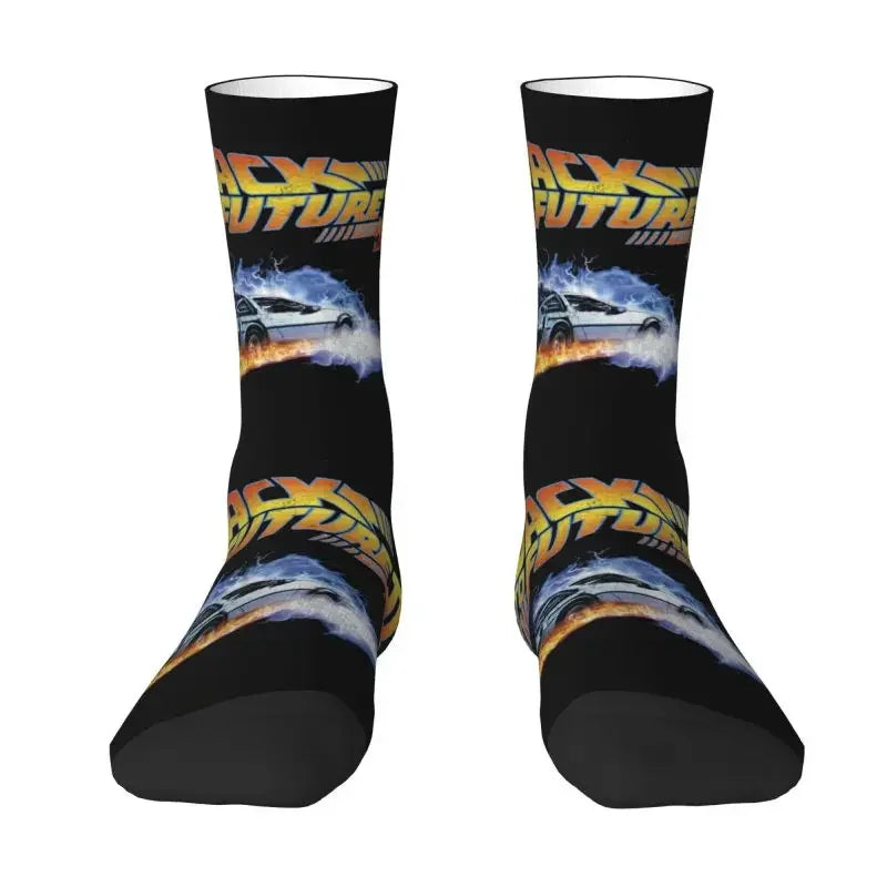 Back To The Future Dress Socks - Fun Mens & Unisex - Breathable 3D Print - Sci-Fi Film Crew Socks-1-Crew Socks-