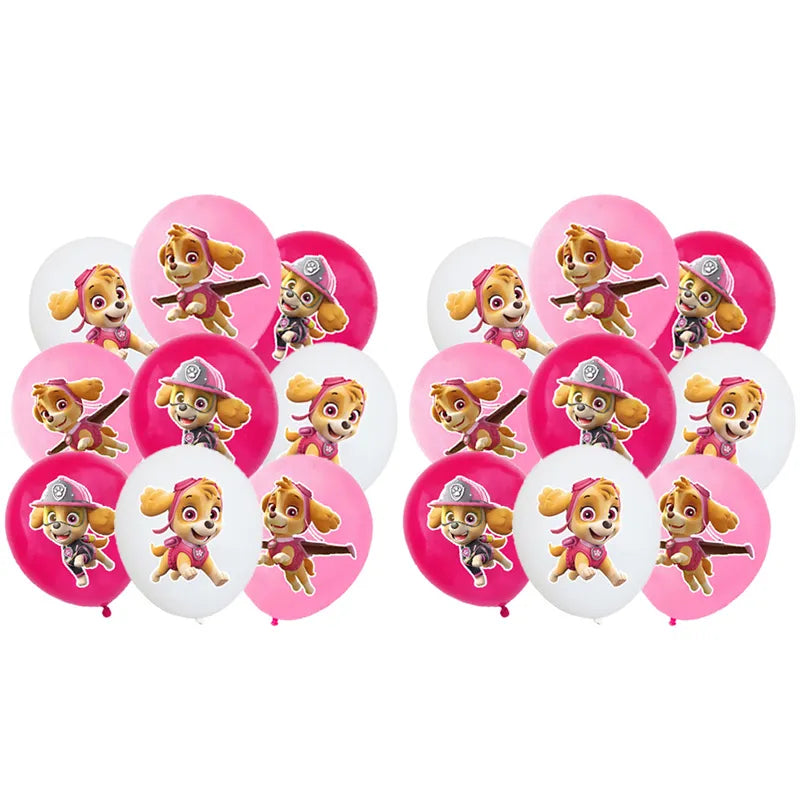 Paw Patrol Pink Birthday Skye Theme Party Decorations - Tableware Set Paper Plates Cups Napkins - For Kid Party Supplies Toy Gifts-18pcs Balloon-Other-