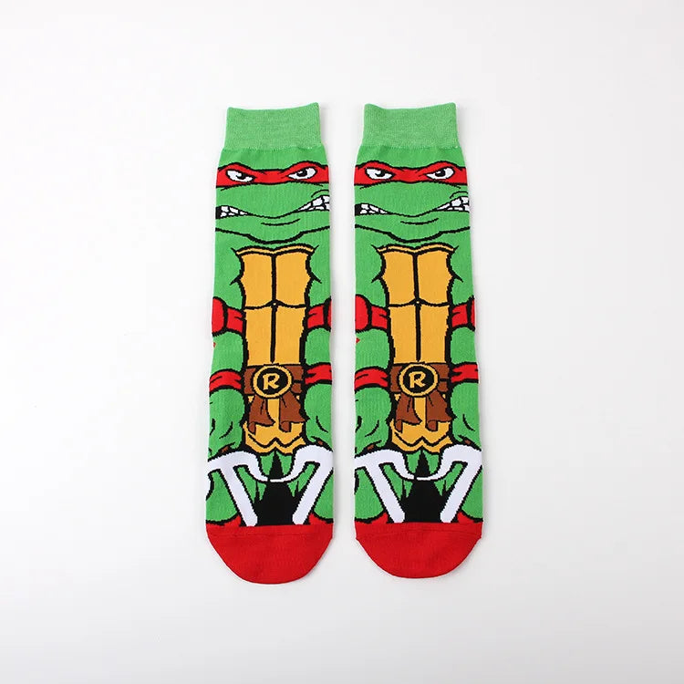 Teenage Mutant Ninja Turtles Skateboard Socks - Men & Women Hip Hop Print - Personality Casual Long Breathable Sock-11 a pair-one size-