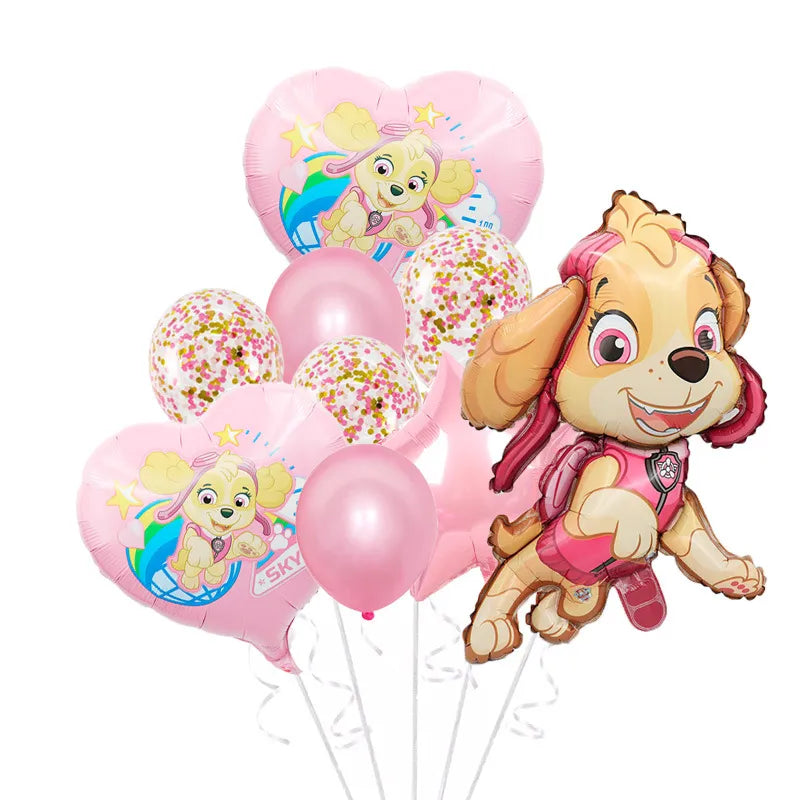 1Set Cartoon Paw Patrol Ryder Birthday Decoration - Aluminum Film Balloon Set Dog Chase Skye Marshall - Party Supplies Children Toys-Pink 10pcs-