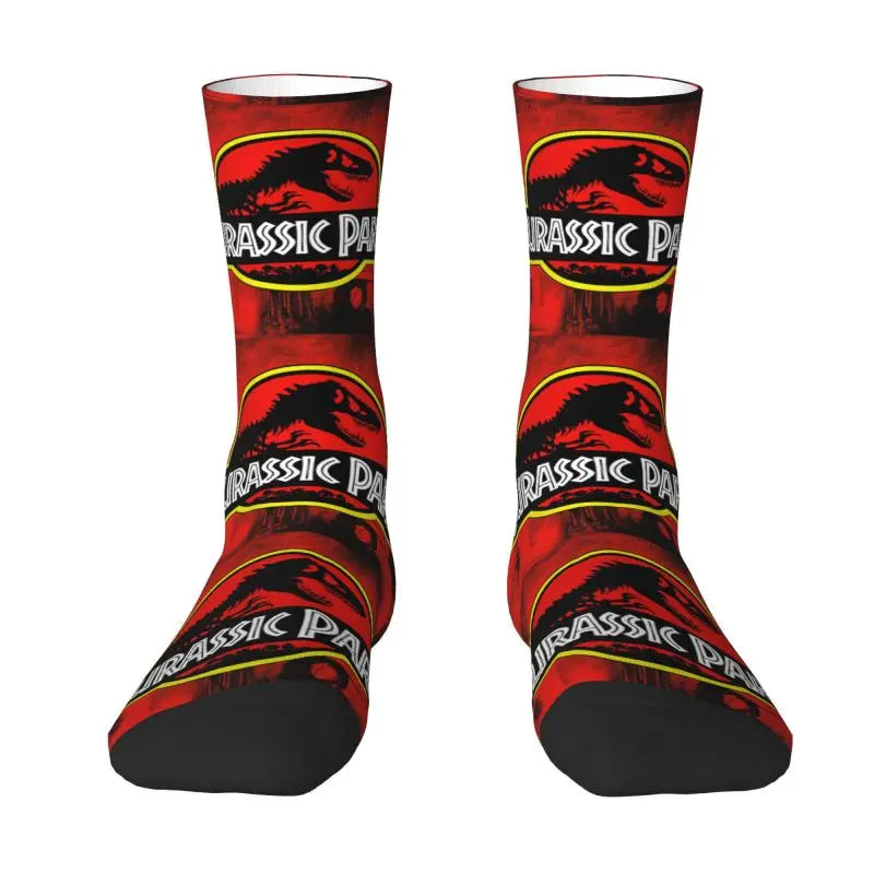 Jurassic Park Dinosaur Dress Socks - Fun Men's Unisex - Warm Comfortable 3D Printing Sci-Fi Fantasy Film Crew-6-Crew Socks-