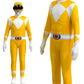 Fantasia Power Samurai Rangers Cosplay Costume - Ideal for Adults and Kids, Includes Morpher, Mighty Morphin Mask, Jumpsuit, and Zentai Suit for Halloween-Yellow-100-