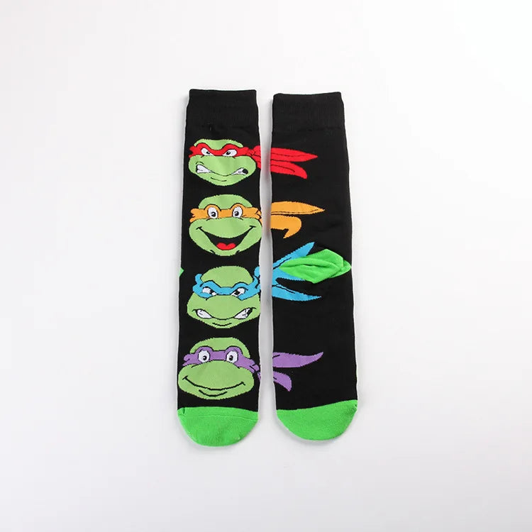 Teenage Mutant Ninja Turtles Skateboard Socks - Men & Women Hip Hop Print - Personality Casual Long Breathable Sock-3 a pair-one size-