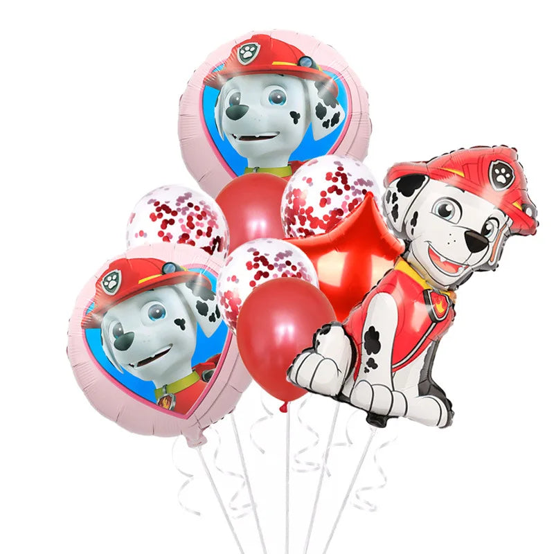1Set Cartoon Paw Patrol Ryder Birthday Decoration - Aluminum Film Balloon Set Dog Chase Skye Marshall - Party Supplies Children Toys-Red 10pcs-