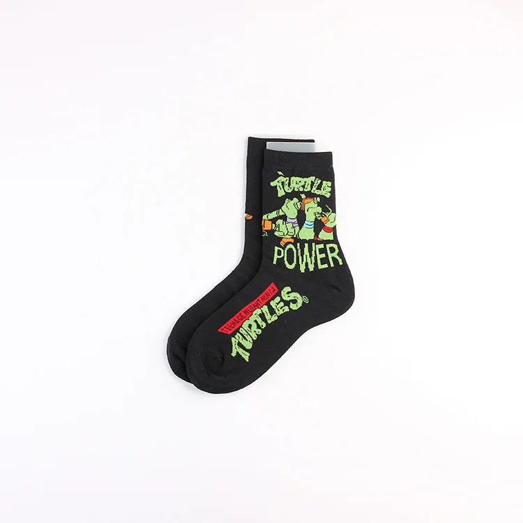 Teenage Mutant Ninja Turtles Skateboard Socks - Men & Women Hip Hop Print - Personality Casual Long Breathable Sock-5 a pair-one size-