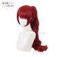 Yoshizawa Kasumi Wigs - Game Persona 5 P5 Cosplay Wig with Red Long Curly Synthetic Hair, Halloween Wigs, Wig Cap, Black Mask, and Bow Haipin-Wig Only-One Size-
