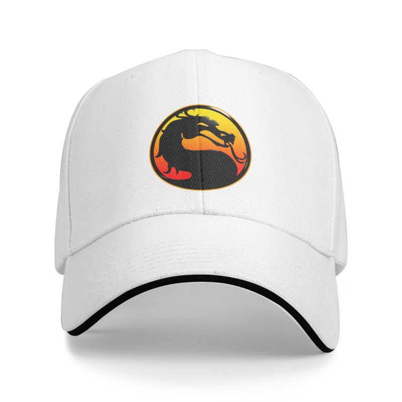 Mortal Kombat - Vintage Dragon - Snapback Baseball Cap - Summer Hat For Men and Women-White-Baseball Cap-