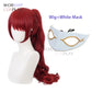 Yoshizawa Kasumi Wigs - Game Persona 5 P5 Cosplay Wig with Red Long Curly Synthetic Hair, Halloween Wigs, Wig Cap, Black Mask, and Bow Haipin-wig White mask-One Size-