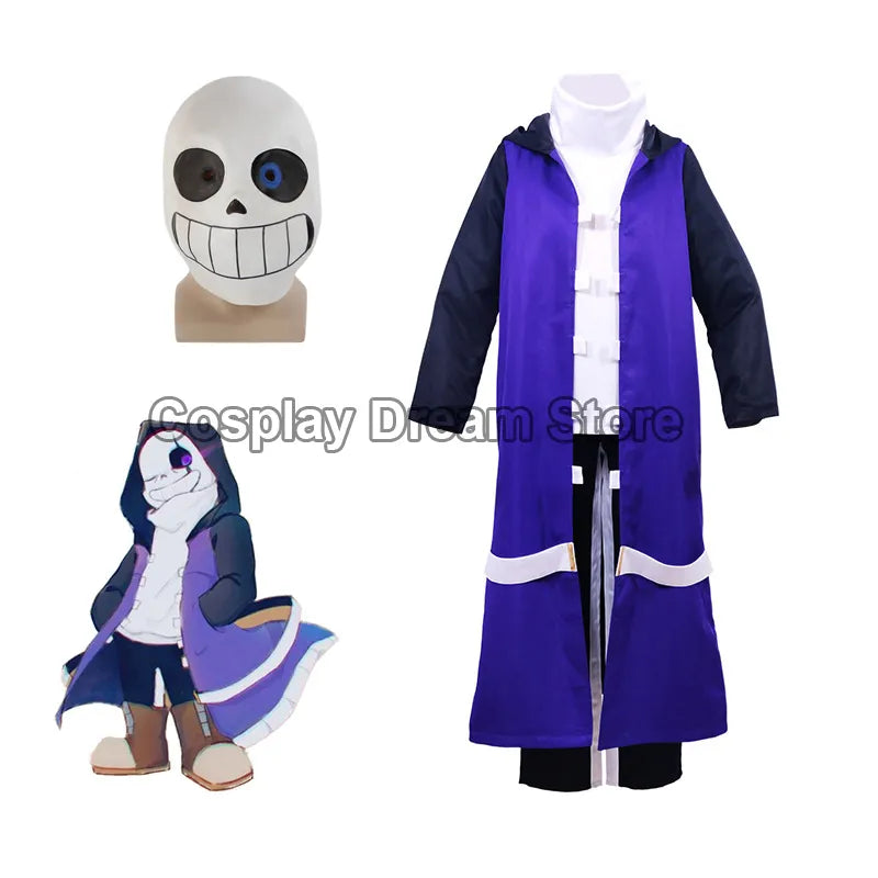 Undertale Epictale Epic Sans Professor Halloween Cosplay Costume - Uniform Party Christmas Outfit with Mask-