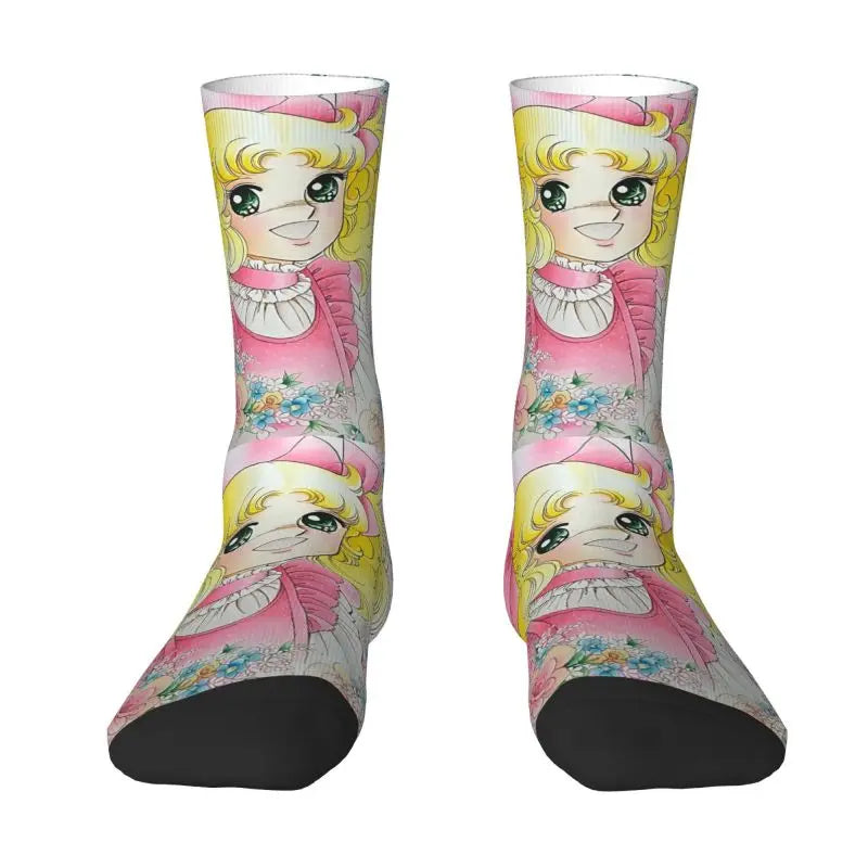 Candy Candy Anime Dress Socks - Funny Mens & Unisex - Warm 3D Printing - Manga TV Crew Socks-2-Fashion Socks-