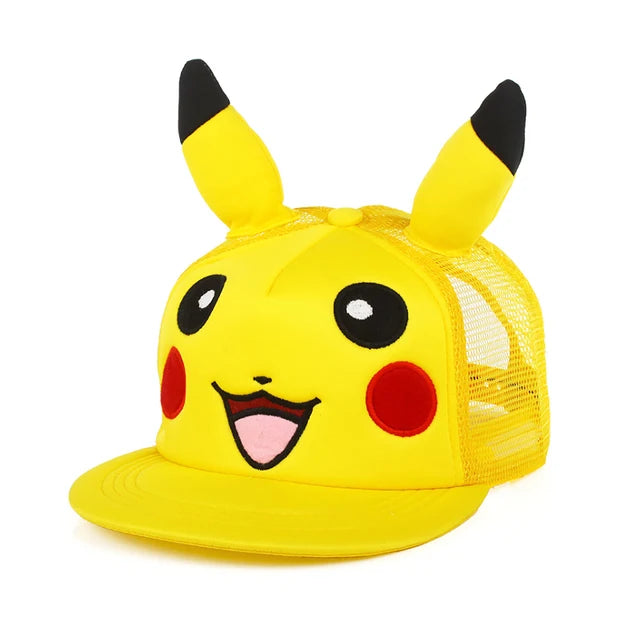 Pokemon Pikachu Baseball Cap - Peaked Hat - Cartoon Anime Character - Flat Brim - Hip Hop - Outdoor Sports Cap - Birthday Gift-Mesh kids size-