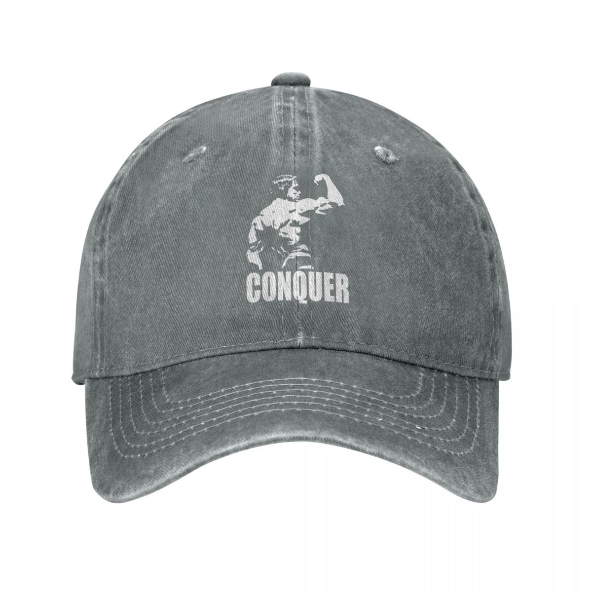 Conquer Arnold Schwarzenegger - Snapback Baseball Cap - Summer Hat For Men and Women-Gray-One Size-
