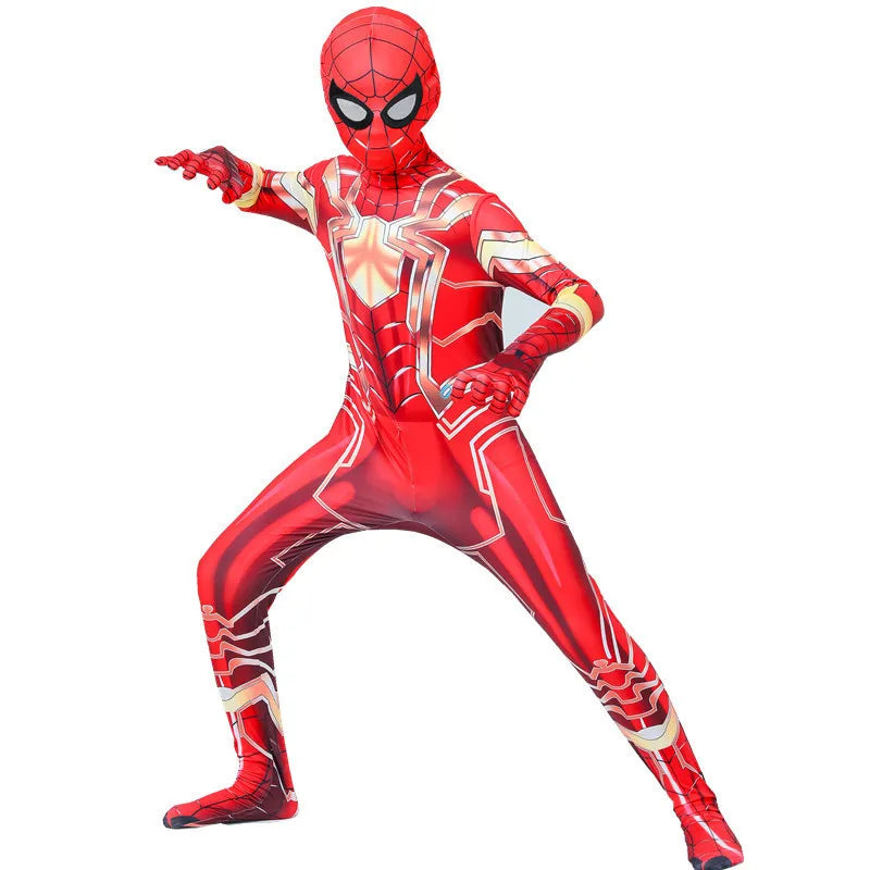 New Superhero 2099 Spiderman Kids Cosplay Costume - Bodysuit in 3D Style for Halloween Party Suits with Attached Mask-ZA-362-100-