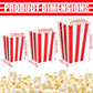 50Pcs Popcorn Boxes - Red & White Striped - Popcorn Bags - Movie Night - Cinema Room Essentials-