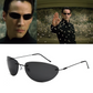 The Matrix - Neo Classical Style - Polarized Sunglasses - Ultralight Rimless Design - Men Driving Brand Glasses - Black Out Mirror - Movie Replica - Golden Class Movies LTD