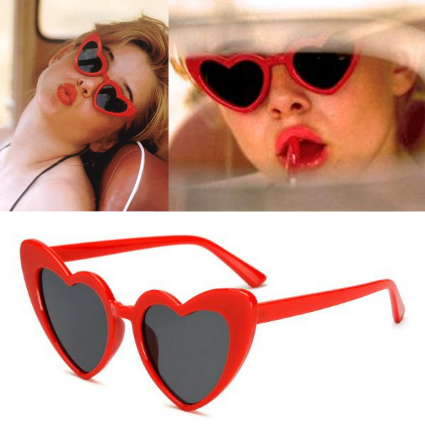 Heart Shaped Lolita Sunglasses - Movie Replica - Celebrity Eyewear - Love Heart Throwback - Vintage Gradient Sun Glasses-
