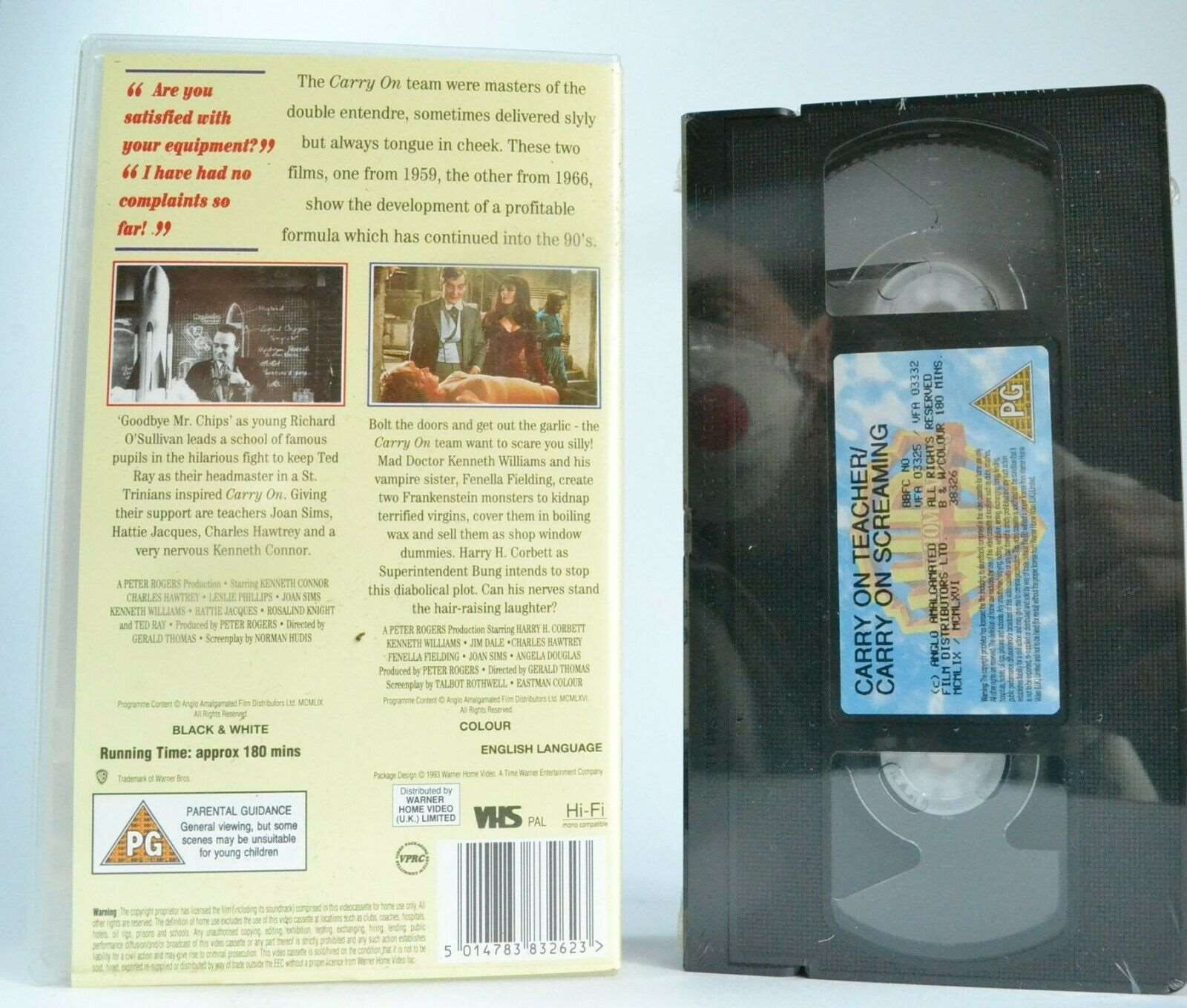 2x Carry On: Teacher / Screaming [Brand New Sealed] Comedy - Joan Sims - Pal VHS-