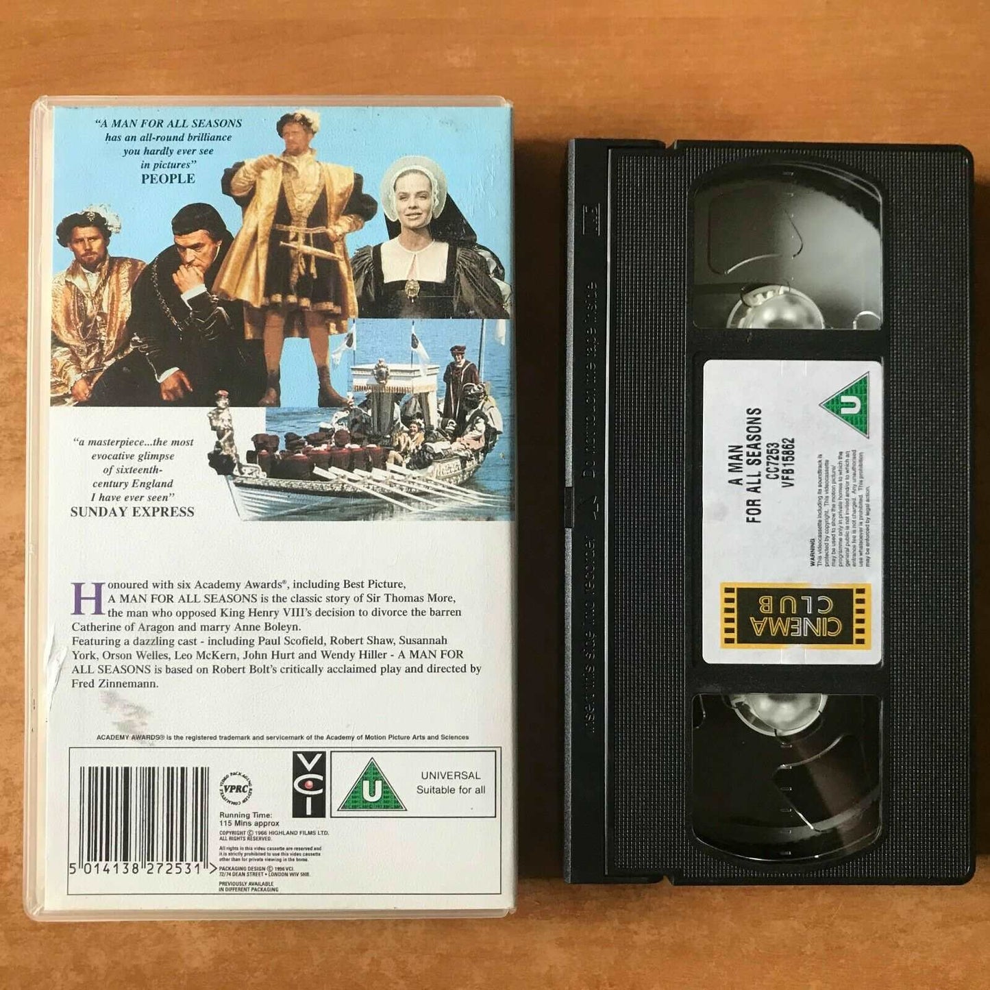 A Man For All Seasons; Biographical Drama - King Henry VIII - Robert Shaw - VHS-