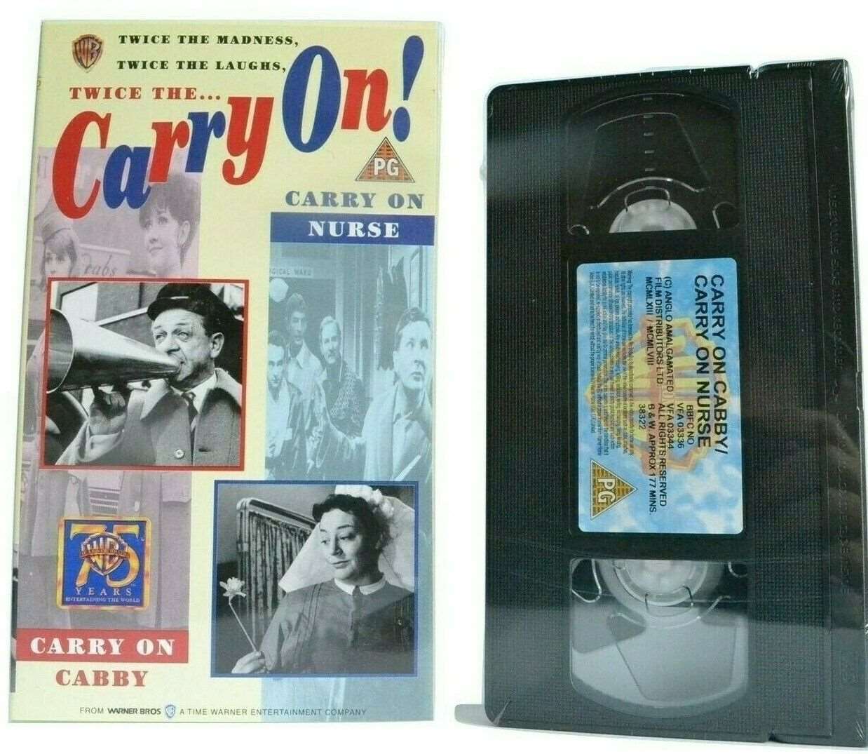 2x Carry On: Cabby / Nurse [Brand New Sealed] - Comedy - Sidney James - Pal VHS-