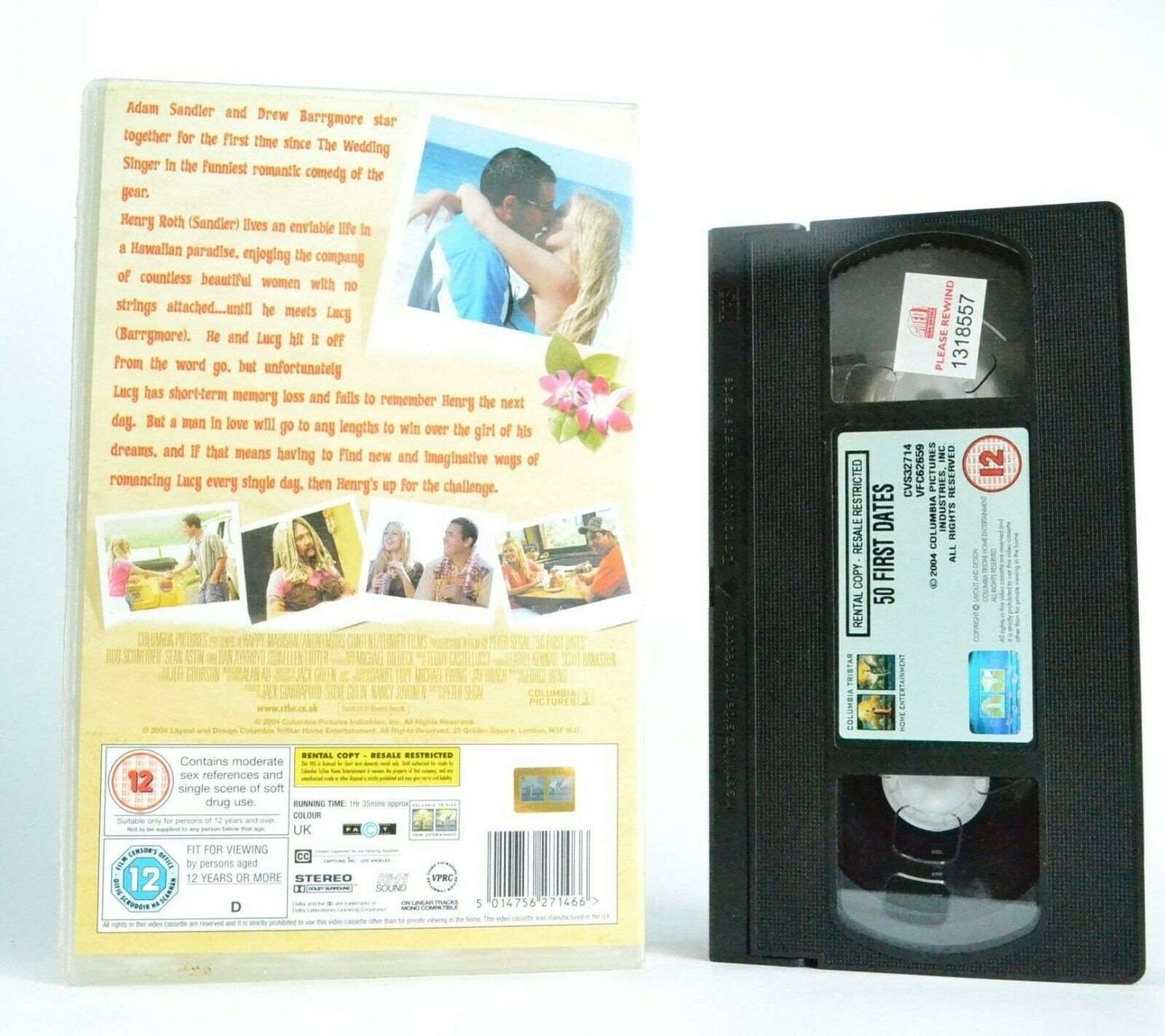 50 First Dates: A.Sandler/D.Barrymore - Romantic Comedy (2004) - Large Box - VHS - Golden Class Movies LTD