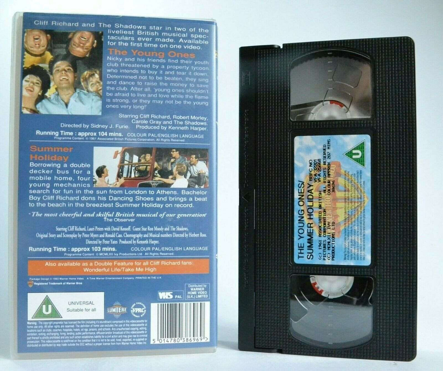 2x Cliff Richards: The Young Ones/Summer Holiday - British Musicals - Pal VHS-