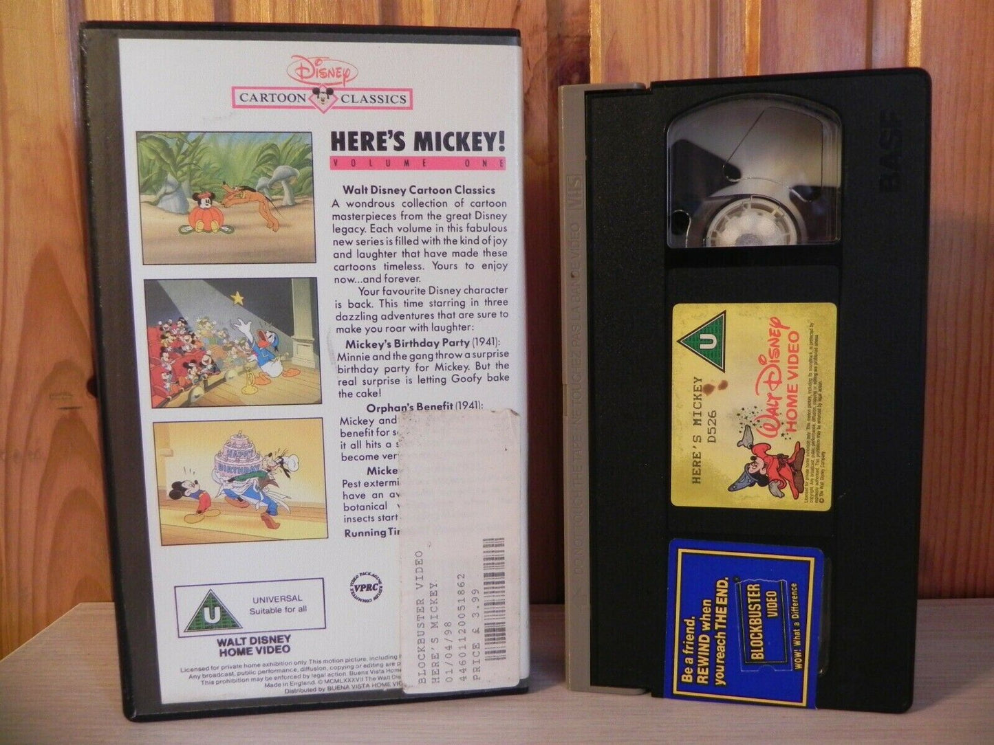 Here's Mickey - Walt Disney Classic - Mickey Mouse - Animated - Children's - VHS-
