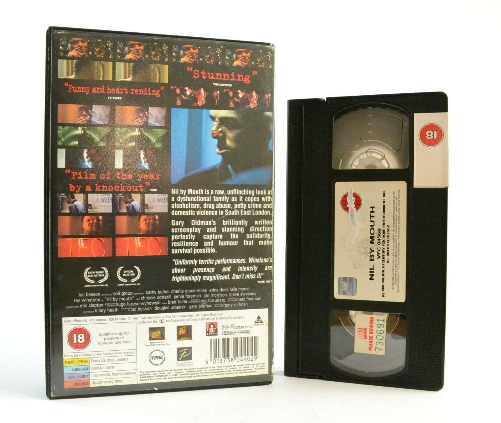 Nil By Mouth: Film By G.Oldman - Drama (1997) - Large Box - Ex-Rental - Pal VHS-