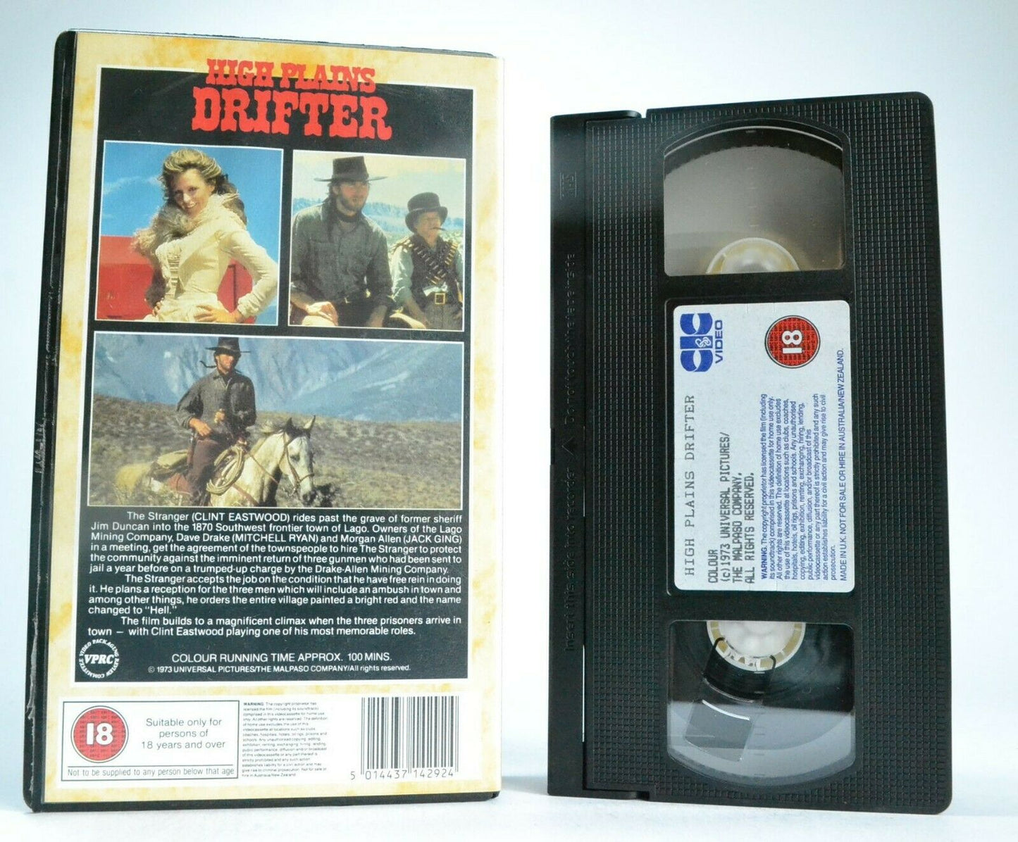High Plains Drifter (1973): Clint Eastwood - Western - 'The Stranger' - Pal VHS-
