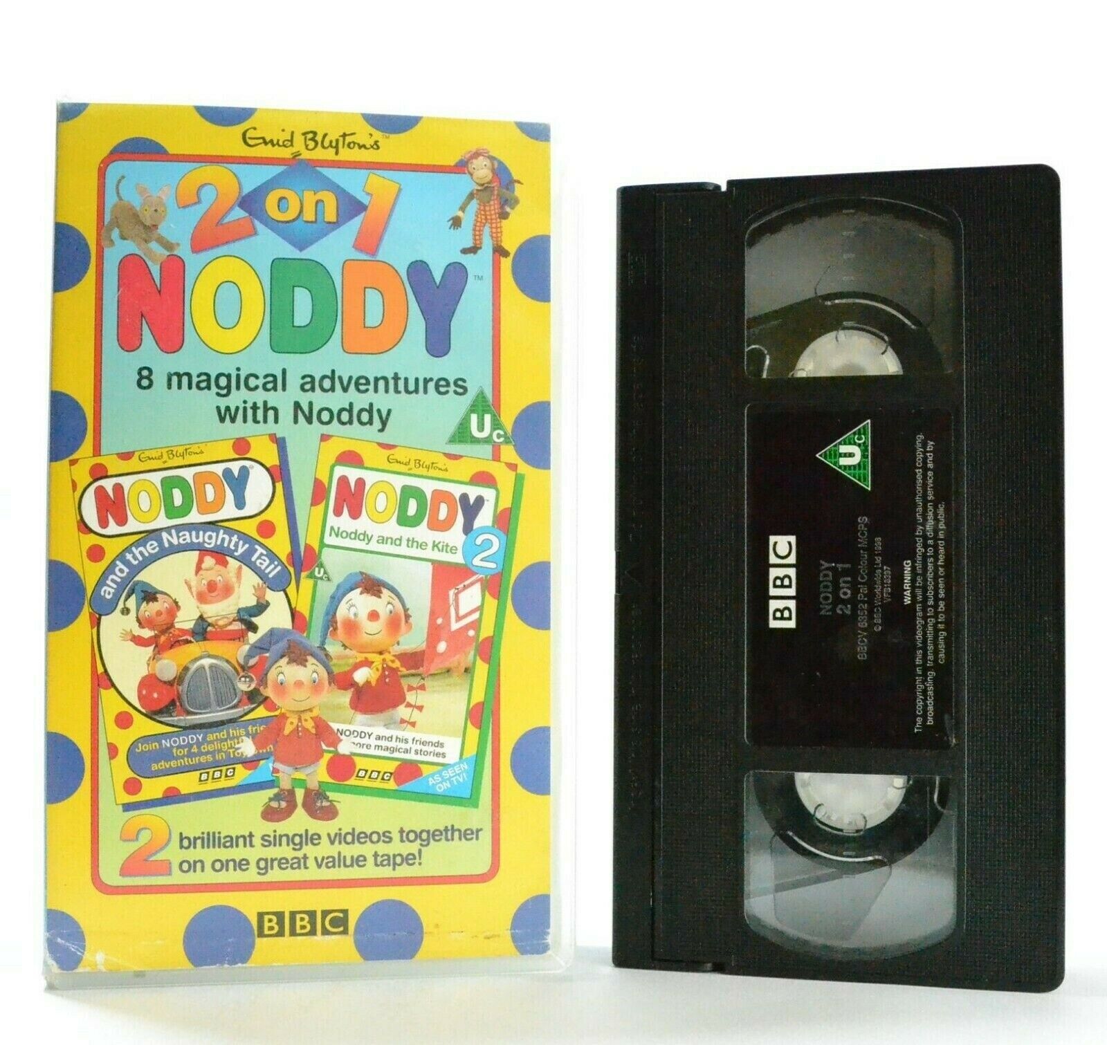 Noddy: 2 On 1 - 8 Magical Adventures - BBC Classic - Educational - Kids - VHS-