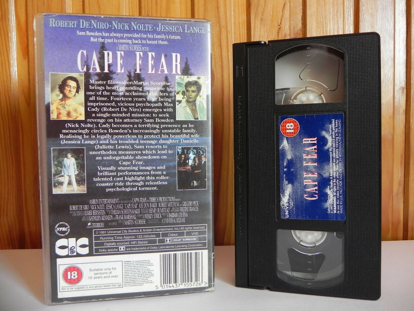 Cape Fear - CIC Video - Violent Thriller - Robert Deniro - Nick Nolte - Pal VHS-