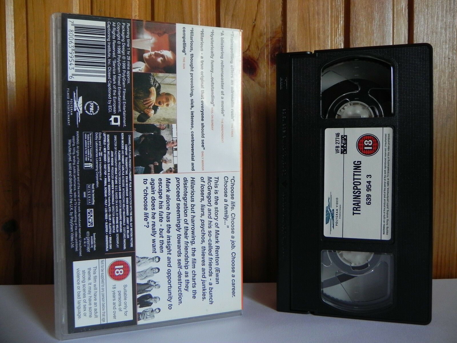 Trainspotting - Orange Sleeve - PolyGram - Cert (18) - Ewan McGregor - Pal VHS-