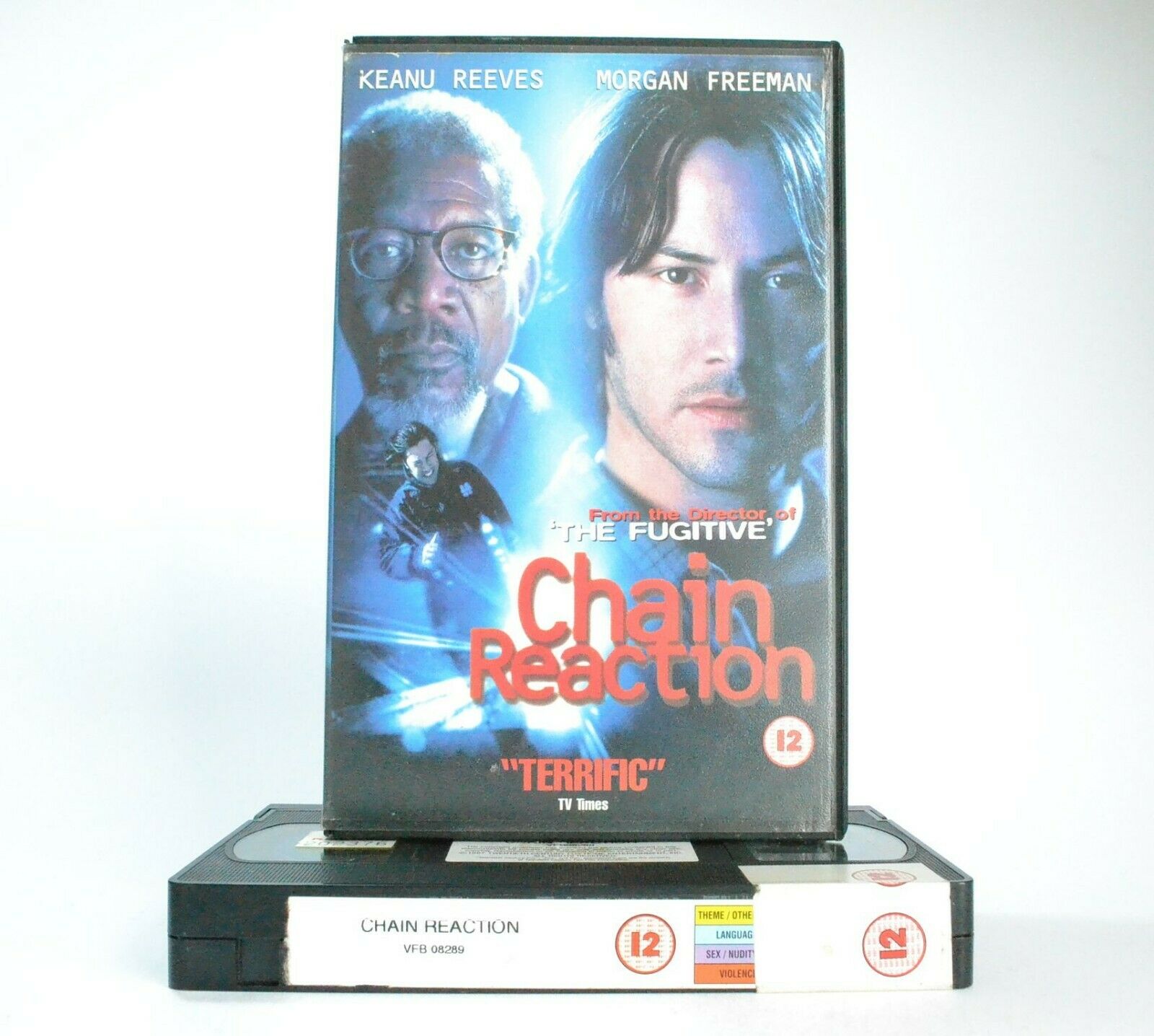 Chain Reaction; [Free Postcard] Thriller - Large Box - Keanu Reeves - Pal VHS-