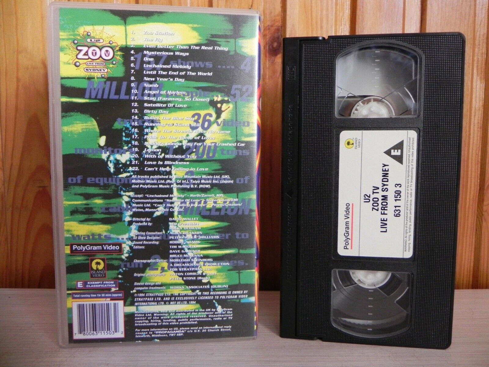U2 - Zoo TV - Live From Sydney - PolyGram Video - Live Performance - Pal VHS-
