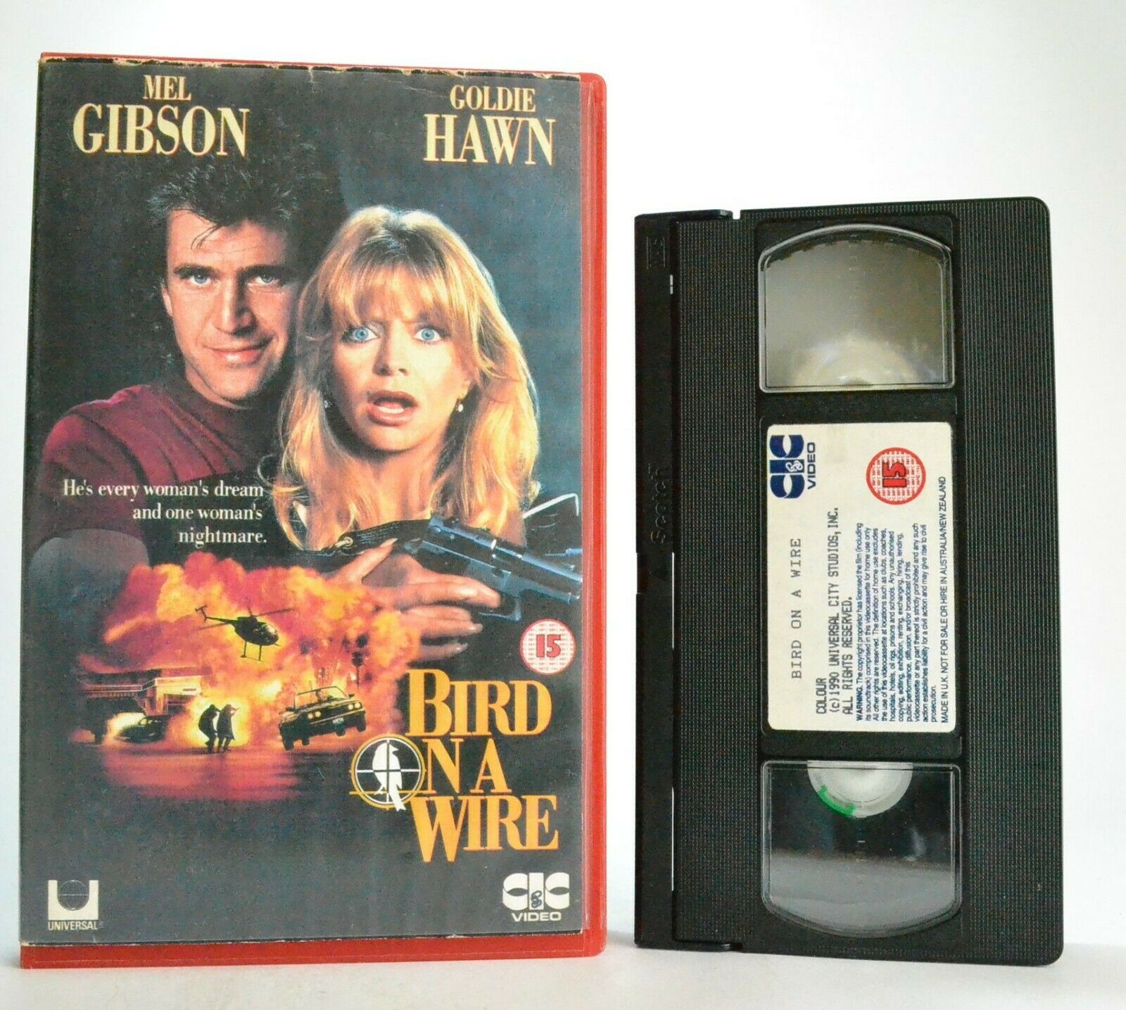 Bird On A Wire: Mel Gibson/Goldie Hawn - Action Comedy (1990) - Large Box - VHS-