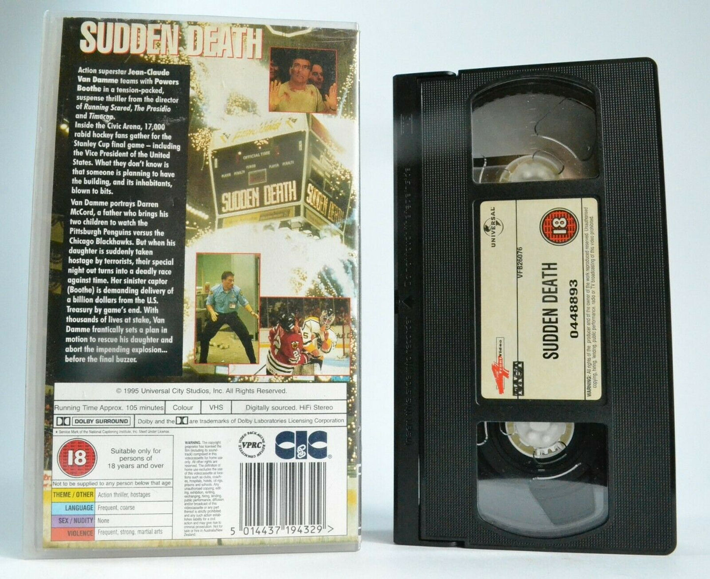 Sudden Death - Ice Hockey Action - Blood Splatter Thriller - Van Damme - Pal VHS-