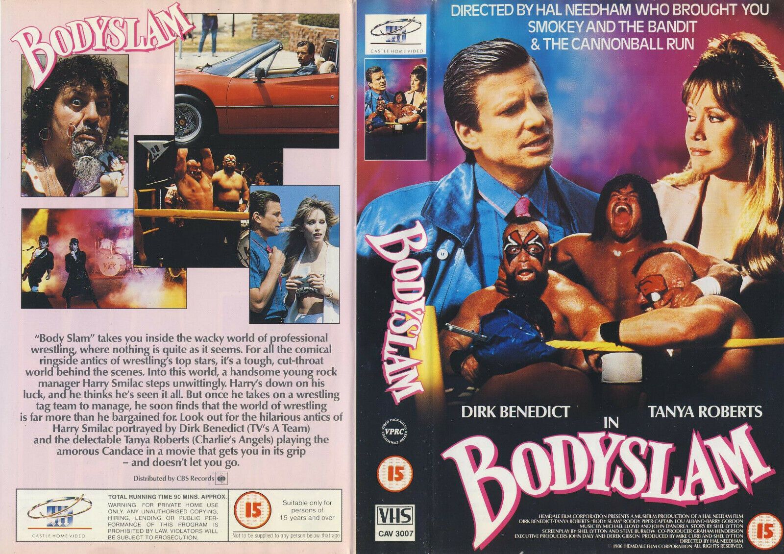 BodySlam - A-TEAM's Dirk Benedict - Castle Video - L.A. Comedy Drama - Pal VHS-