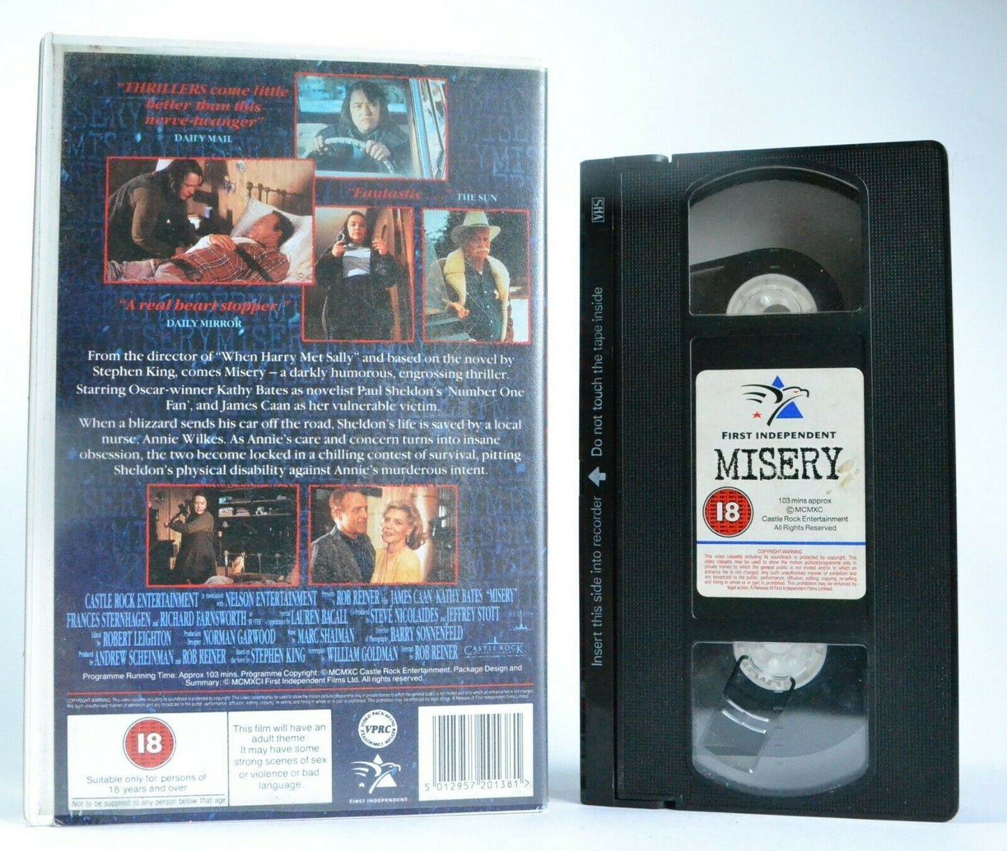 Misery: Based On S.King Novel - Psychological Thriller - J.Caan/K.Bates - VHS-