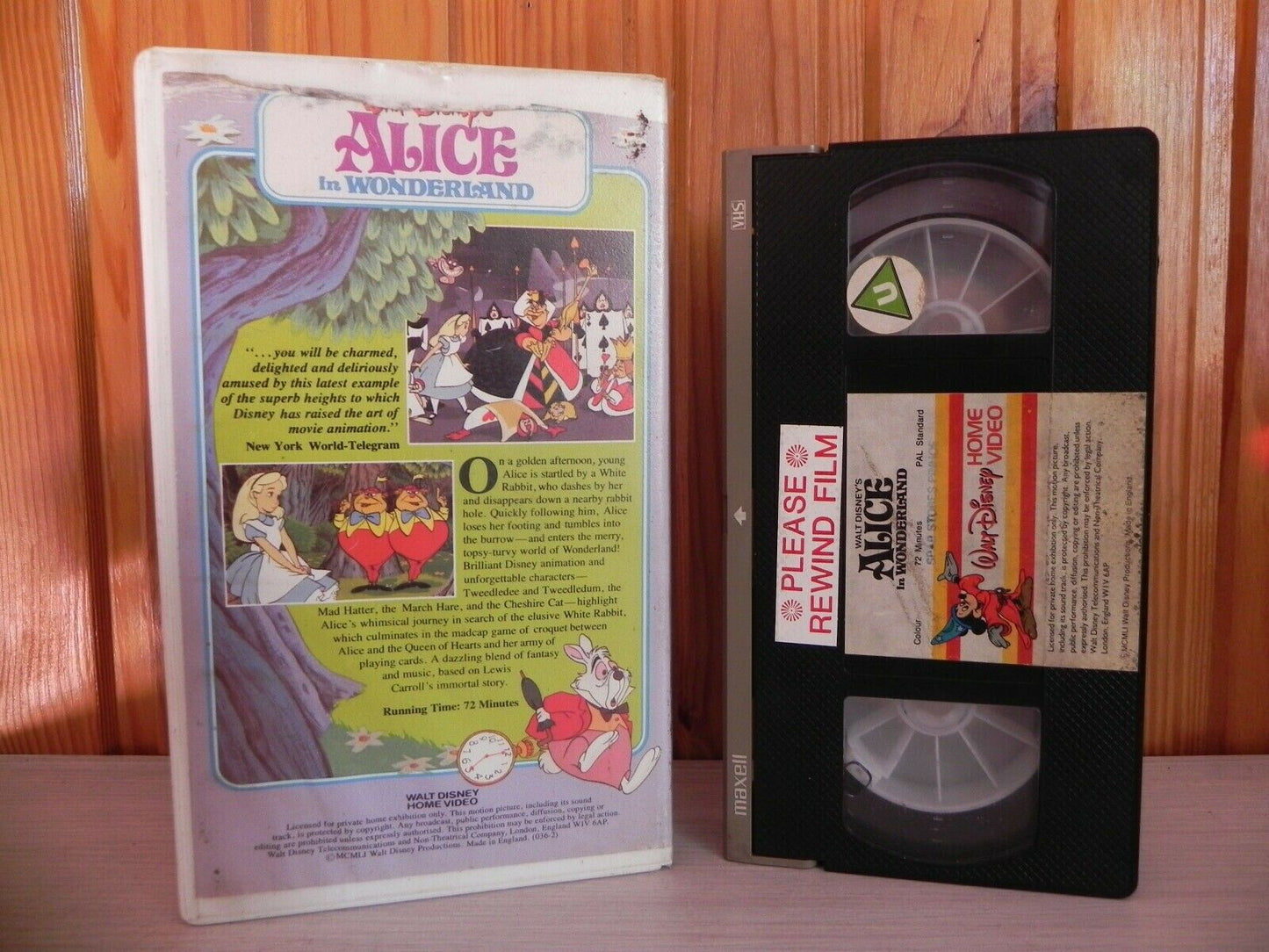 Alice In Wonderland - Disney - Pre-Cert Video - Ex-Rental - See Pics - Pal VHS-