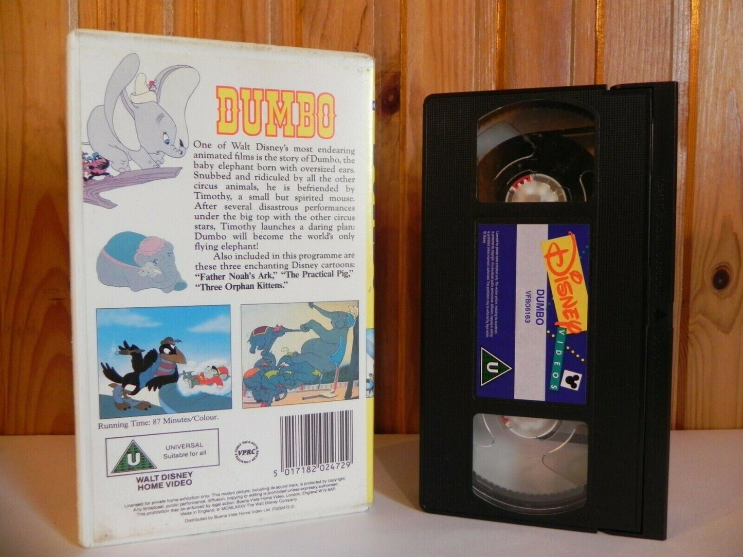 Dumbo The Flying Elephant: Disney Animation - Rare Yellow Spine - Children's VHS-