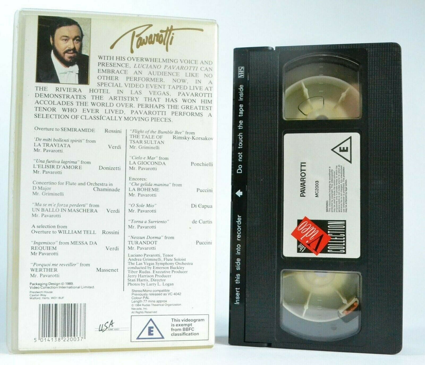 Luciano Pavarotti: By Tibor Rudas - Live At Riviera Hotel/Las Vegas - Pal VHS-