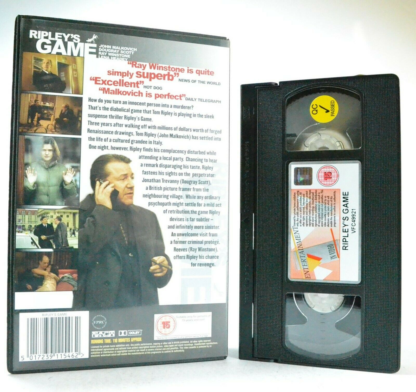 Ripley's Game: Psychological Thriller - Large Box - J.Malkovich/R.Winstone - VHS-