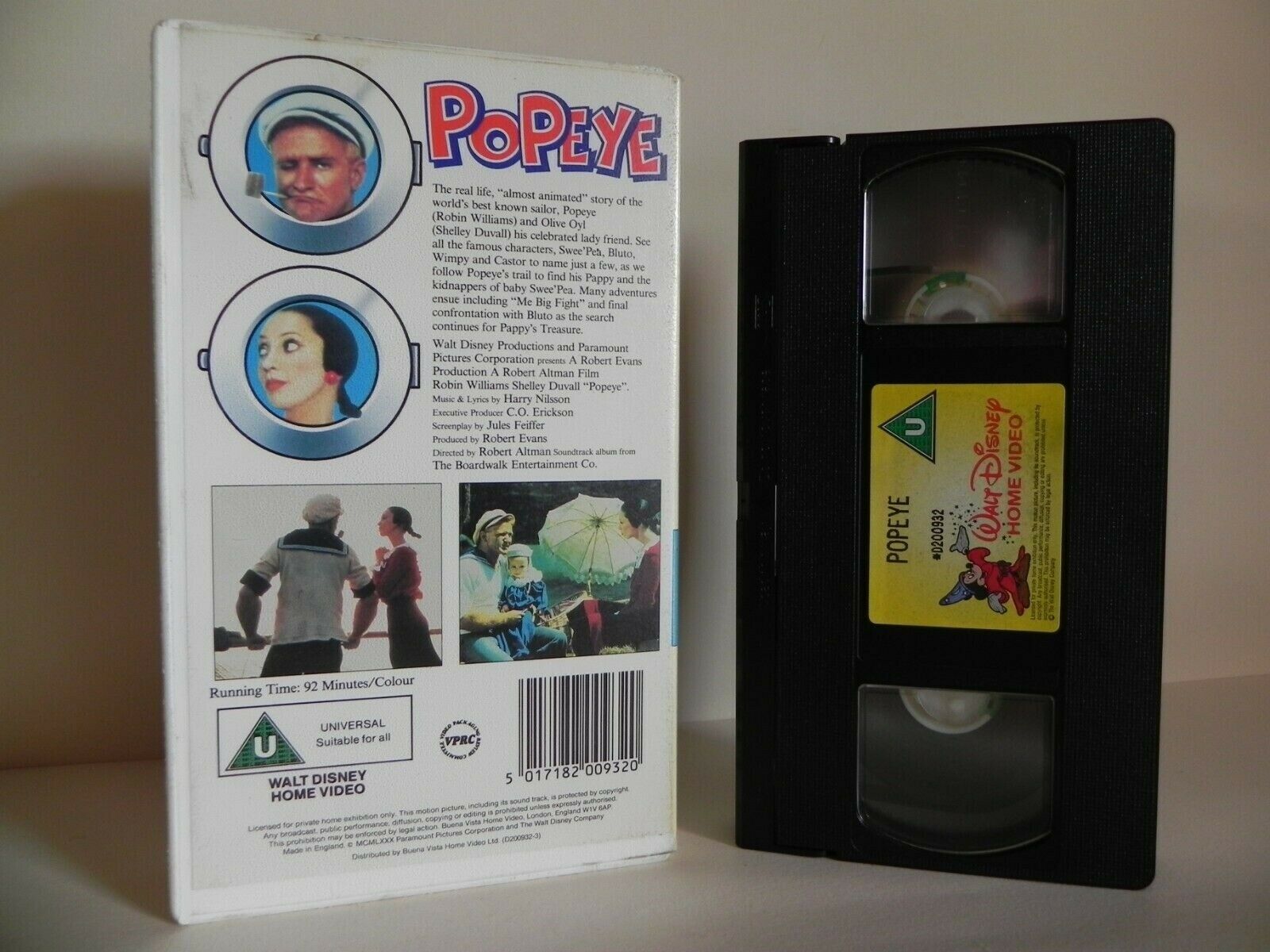 Popeye - Walt Disney Classic - Real Life Story - Robin Williams - Kids - VHS-