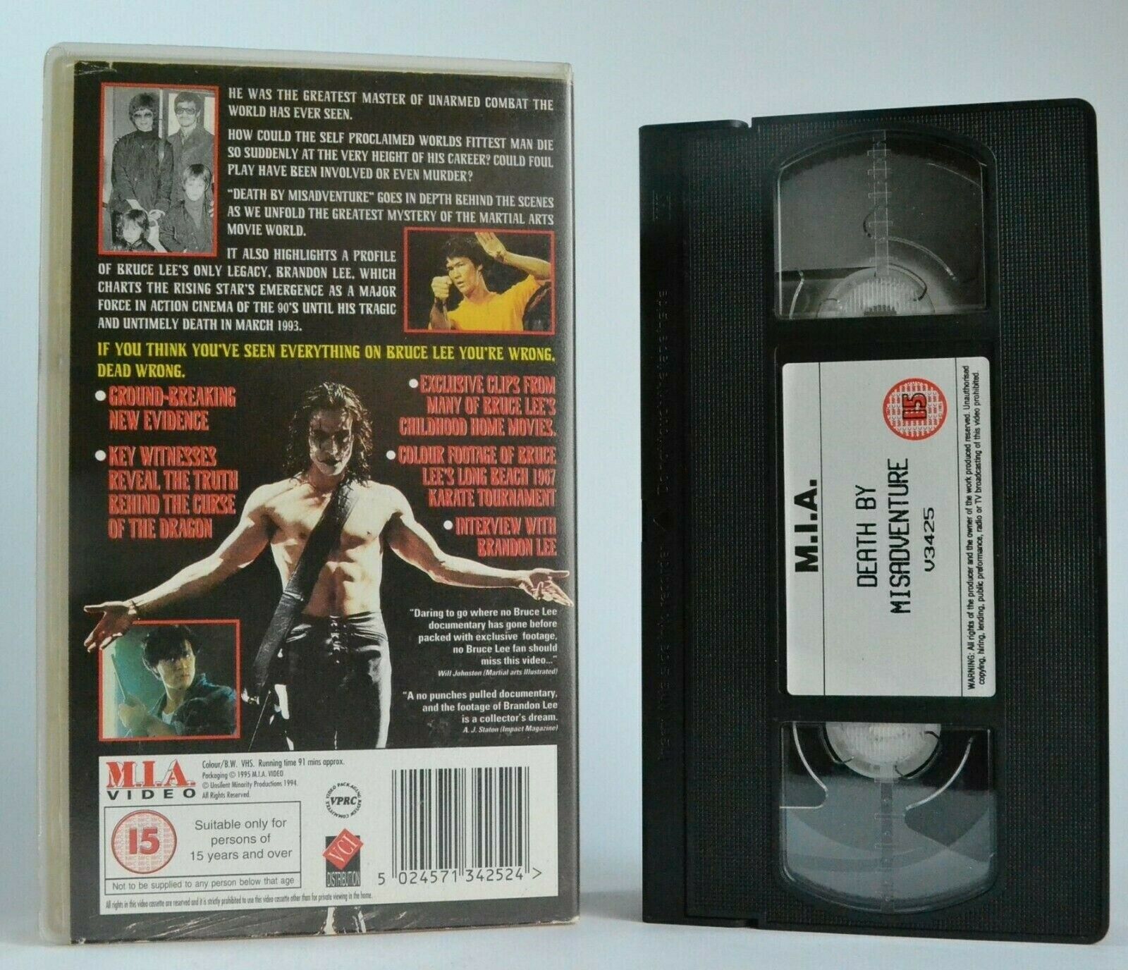 Death By Misadventure:Documentary - Martial Arts - Bruce Lee - Brandon Lee - VHS-