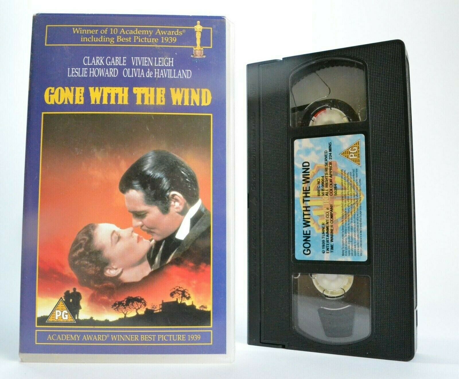 Gone With The Wind: 10 Oscars Winner - Historical Romance - Clark Gable - VHS-