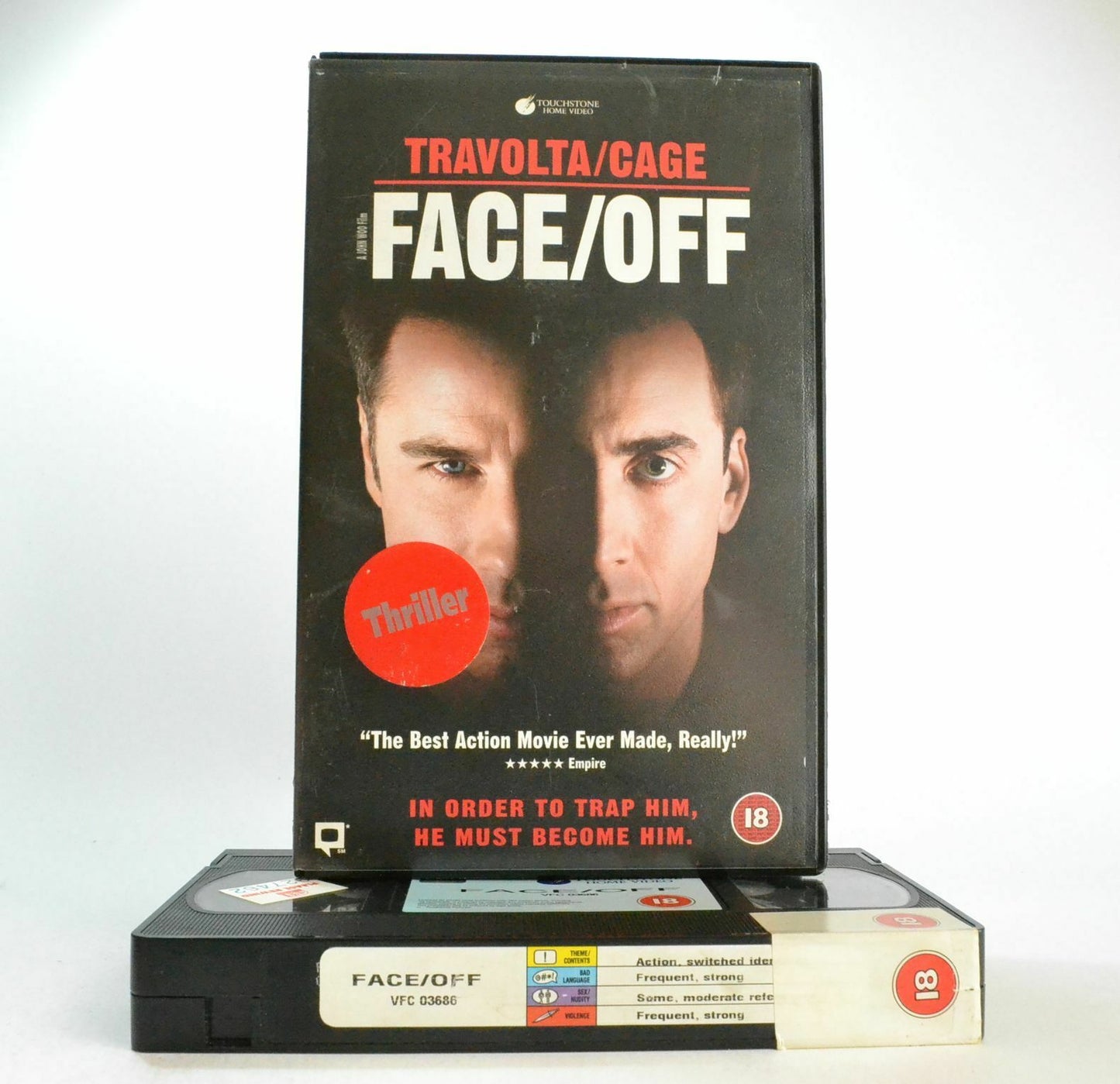 Face/Off: Film By J.Woo - Action Thriller - Large Box - J.Travolta/N.Cage - VHS-