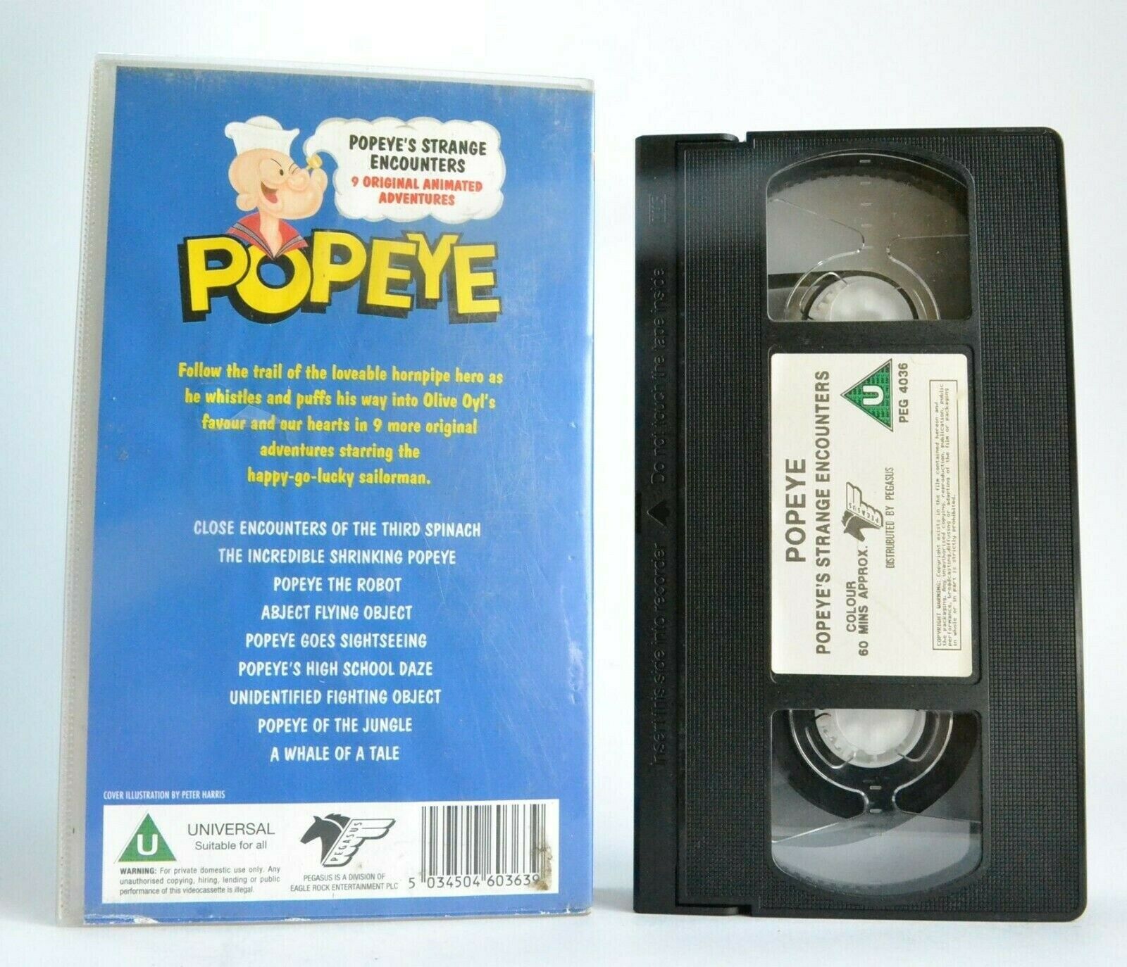 Popeye: Popeye's Strange Encounters - Animated Adventures - Children's - Pal VHS-
