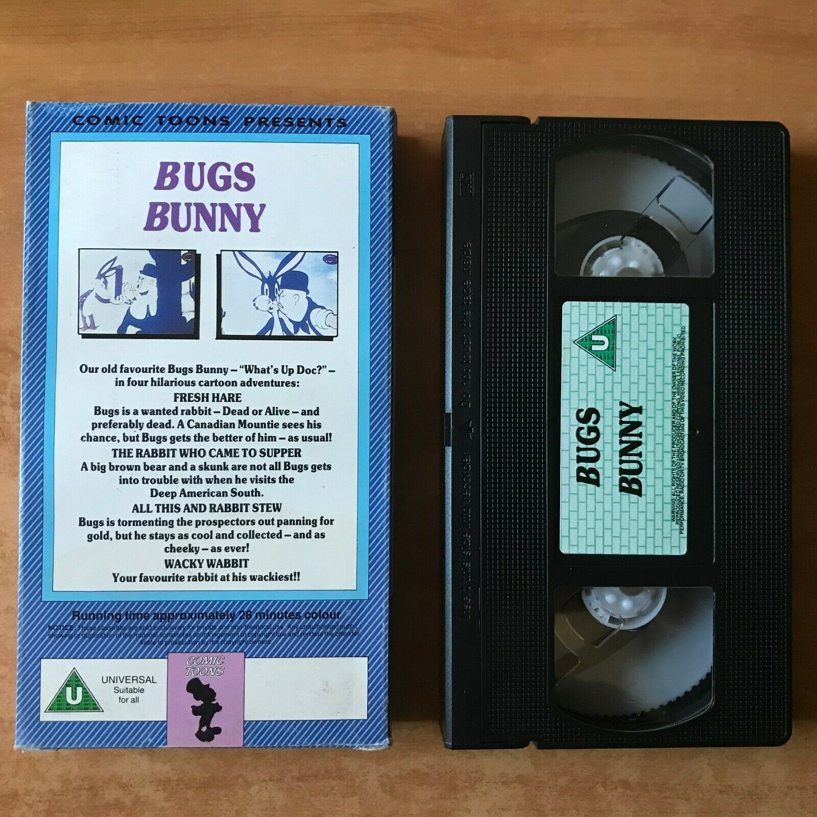 Bugs Bunny: "Fresh Hare"; [Carton Box] Wacky Wabbit - Animated - Kids - Pal VHS-