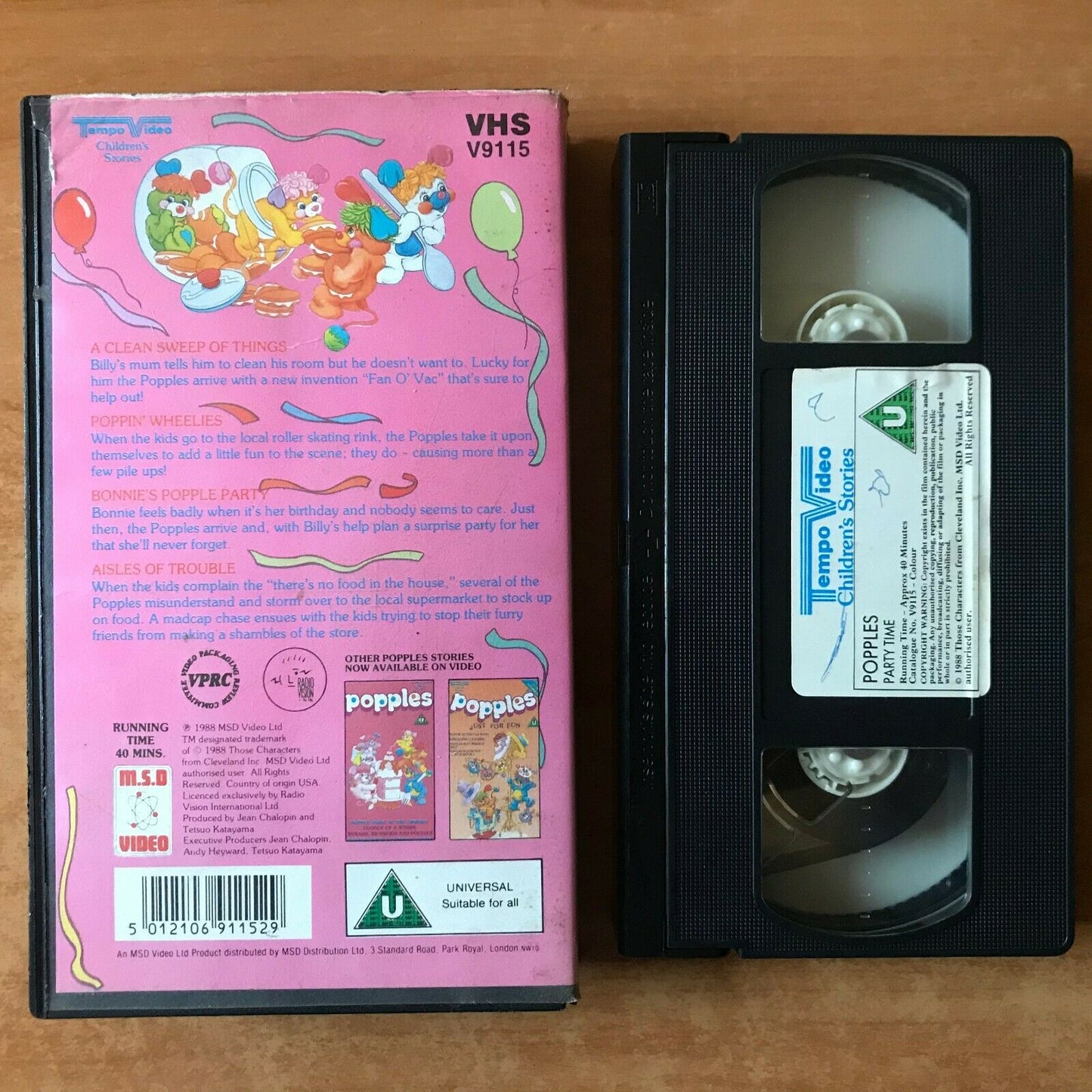 Popples Party Time [Tempo Video]: Poppin' Wheelies - Animated - Children's - VHS-